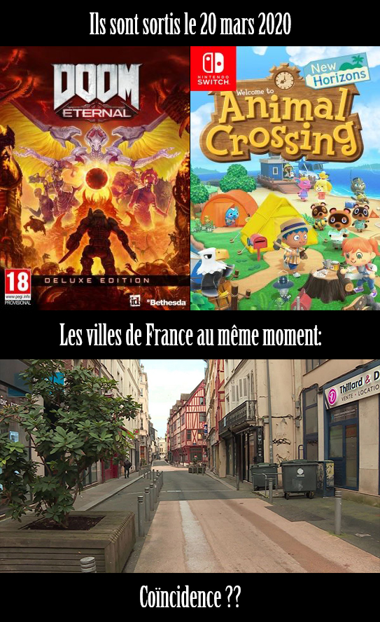 Doom Animal Crossing sortie mars 2020 personne dans les rues