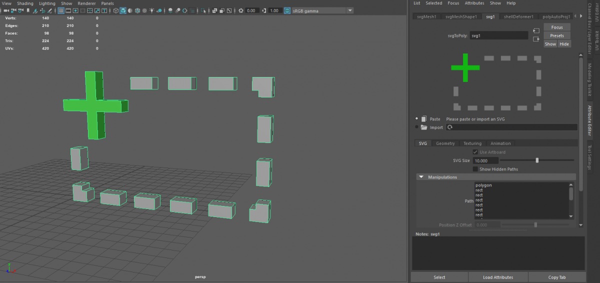 Modélisation SVG to primitive sur Maya