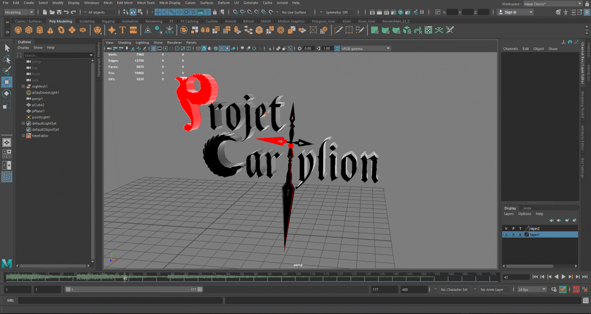 Signature Projet CarTylion sur Maya - modélisation 3D