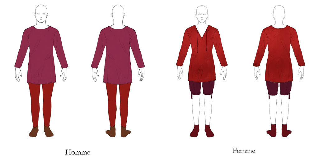 Homme et femme entièrement vêtus de sous-vêtements de l'Inquisition